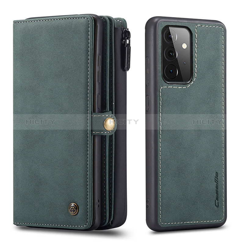 Leather Case Stands Flip Cover Holder C04S for Samsung Galaxy A72 5G Green