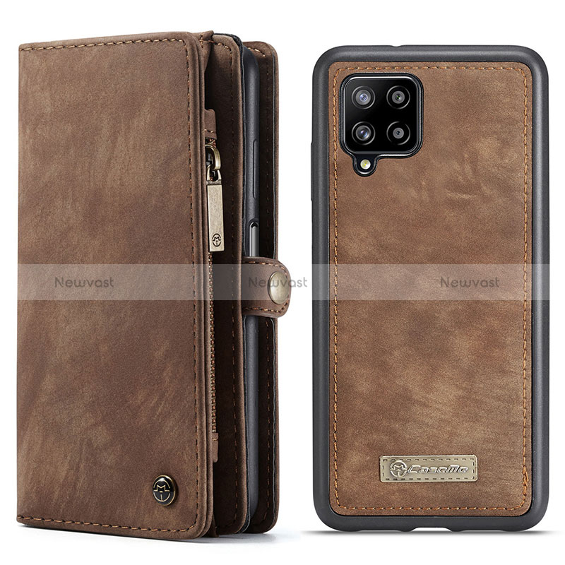 Leather Case Stands Flip Cover Holder C04S for Samsung Galaxy M12 Brown