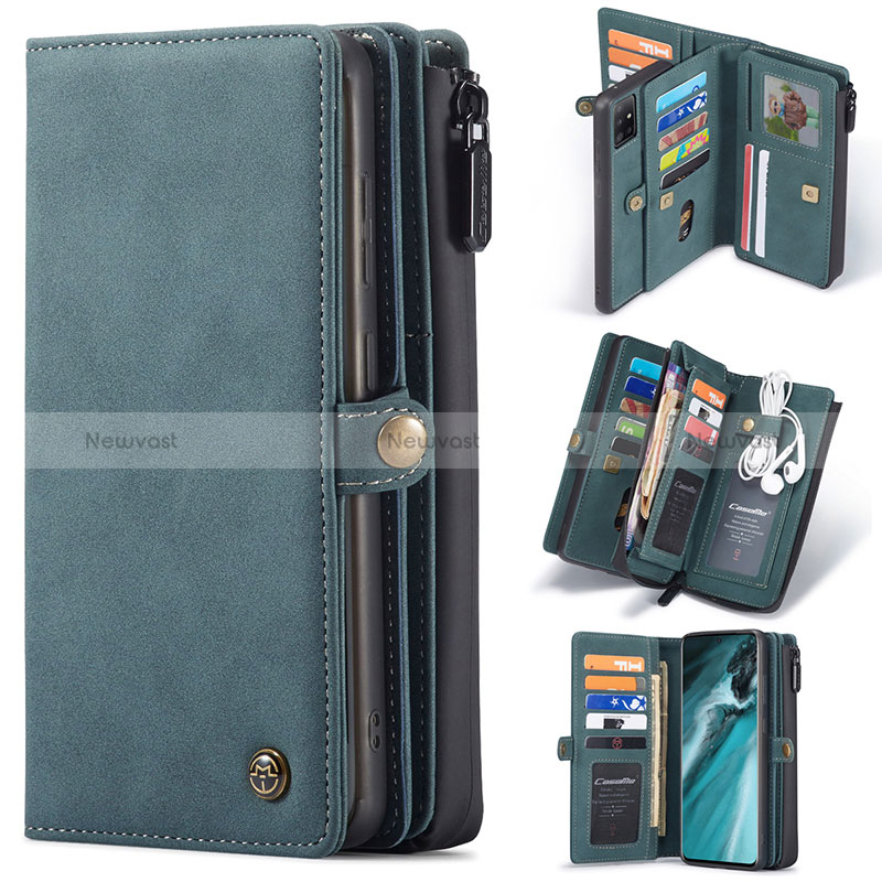 Leather Case Stands Flip Cover Holder C04S for Samsung Galaxy M40S Blue