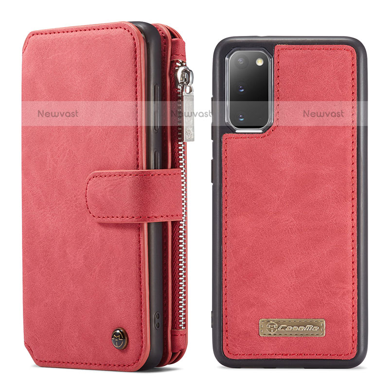 Leather Case Stands Flip Cover Holder C04S for Samsung Galaxy S20 5G Red