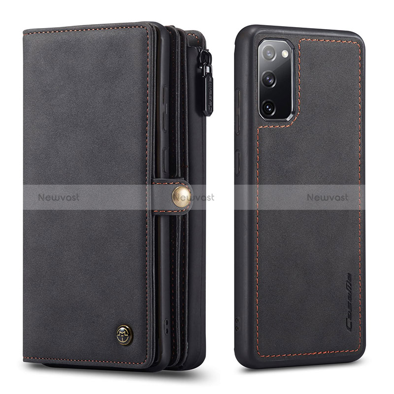Leather Case Stands Flip Cover Holder C04S for Samsung Galaxy S20 FE 4G Black