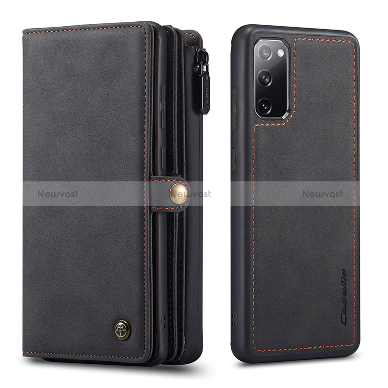 Leather Case Stands Flip Cover Holder C04S for Samsung Galaxy S20 FE 5G Black