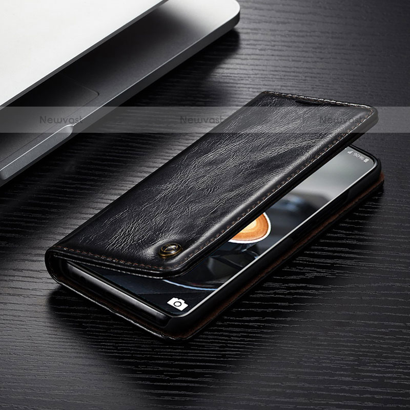 Leather Case Stands Flip Cover Holder C04S for Samsung Galaxy S20 Ultra Black