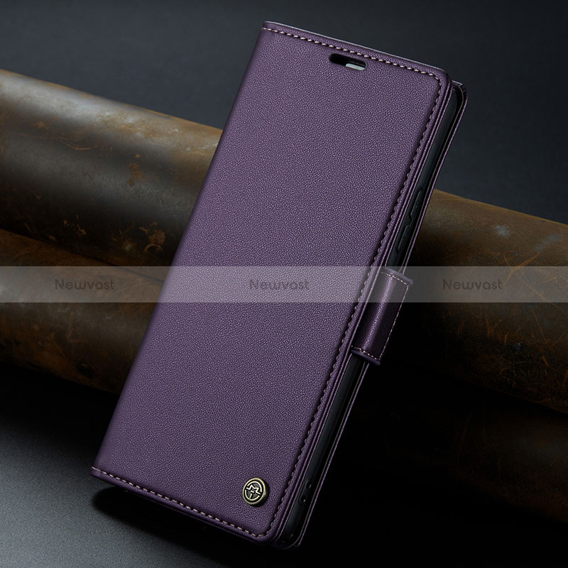 Leather Case Stands Flip Cover Holder C04S for Xiaomi Redmi 12 5G Purple