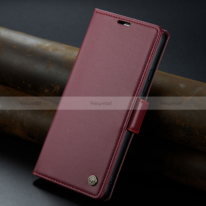 Leather Case Stands Flip Cover Holder C04S for Xiaomi Redmi 12 5G Red