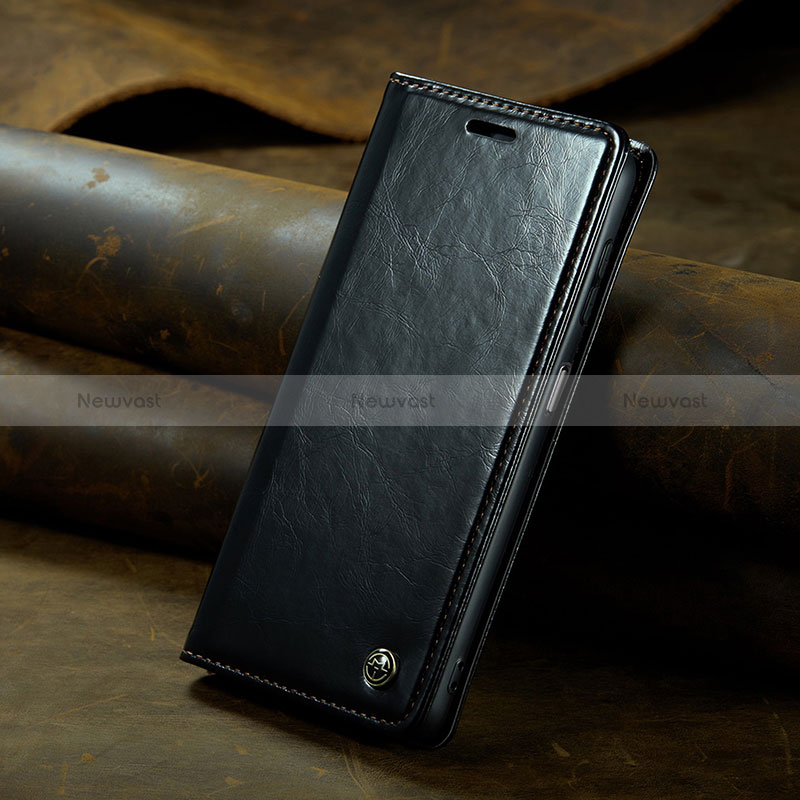 Leather Case Stands Flip Cover Holder C04S for Xiaomi Redmi Note 12 4G Black