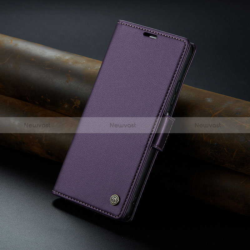 Leather Case Stands Flip Cover Holder C04S for Xiaomi Redmi Note 13 5G Purple