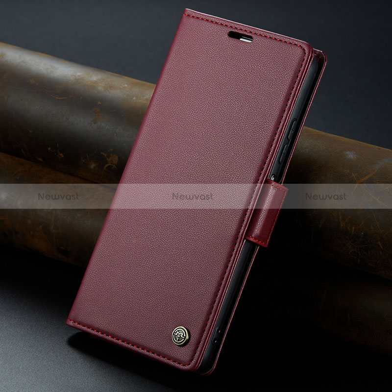 Leather Case Stands Flip Cover Holder C04S for Xiaomi Redmi Note 13 5G Red