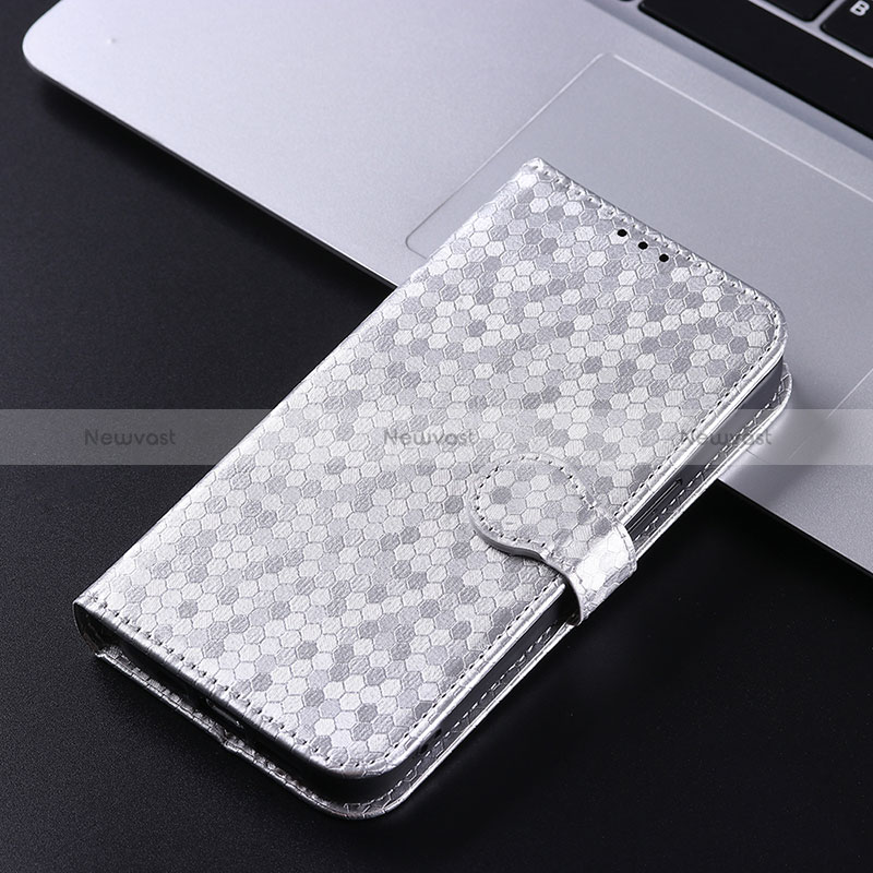 Leather Case Stands Flip Cover Holder C04X for Sharp Aquos R8s Silver