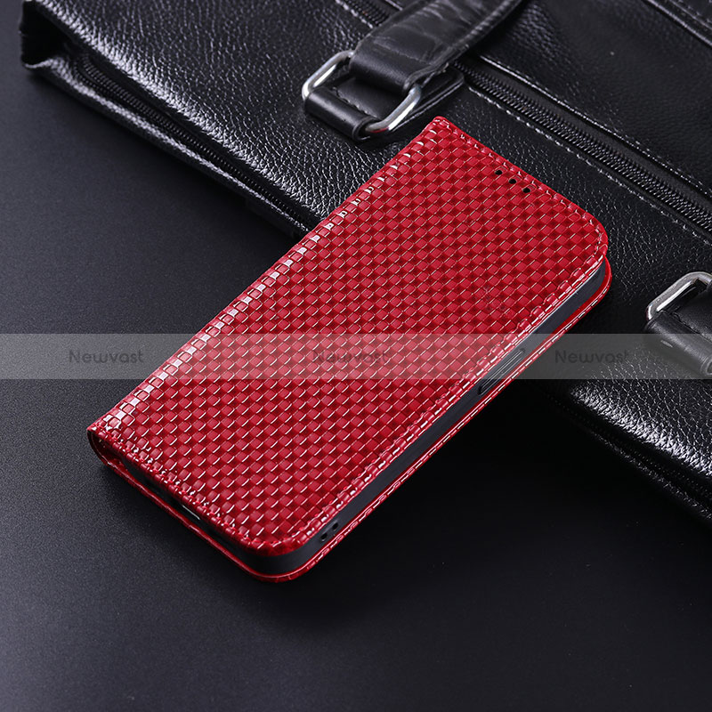 Leather Case Stands Flip Cover Holder C04X for Xiaomi POCO C3 Red