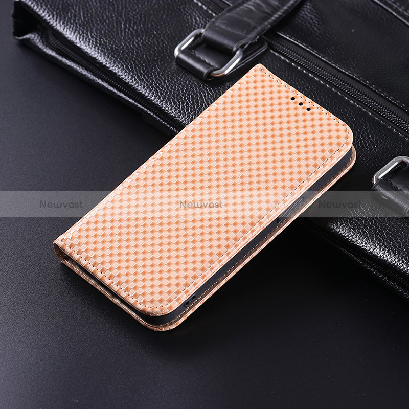 Leather Case Stands Flip Cover Holder C04X for Xiaomi Redmi Note 10 5G Gold