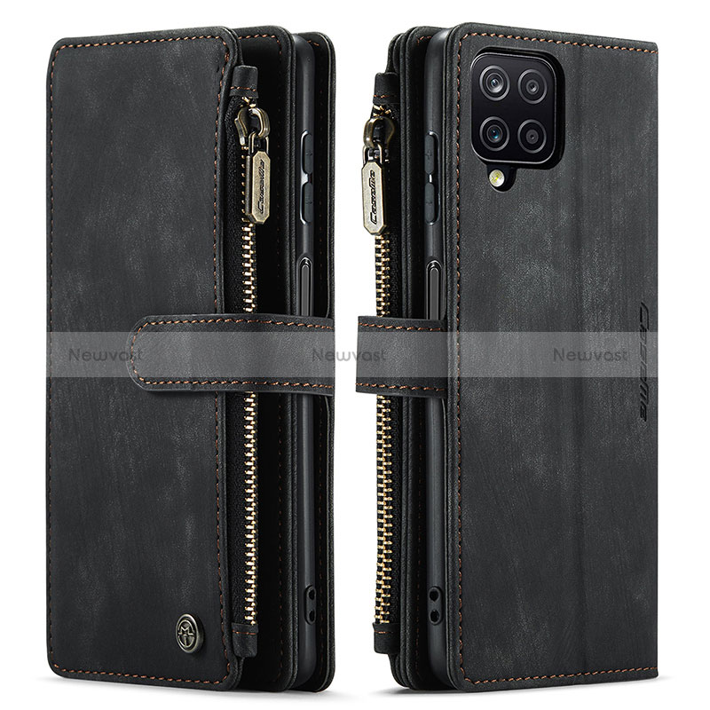 Leather Case Stands Flip Cover Holder C05S for Samsung Galaxy A12 Nacho Black