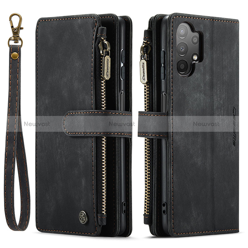 Leather Case Stands Flip Cover Holder C05S for Samsung Galaxy A13 4G Black