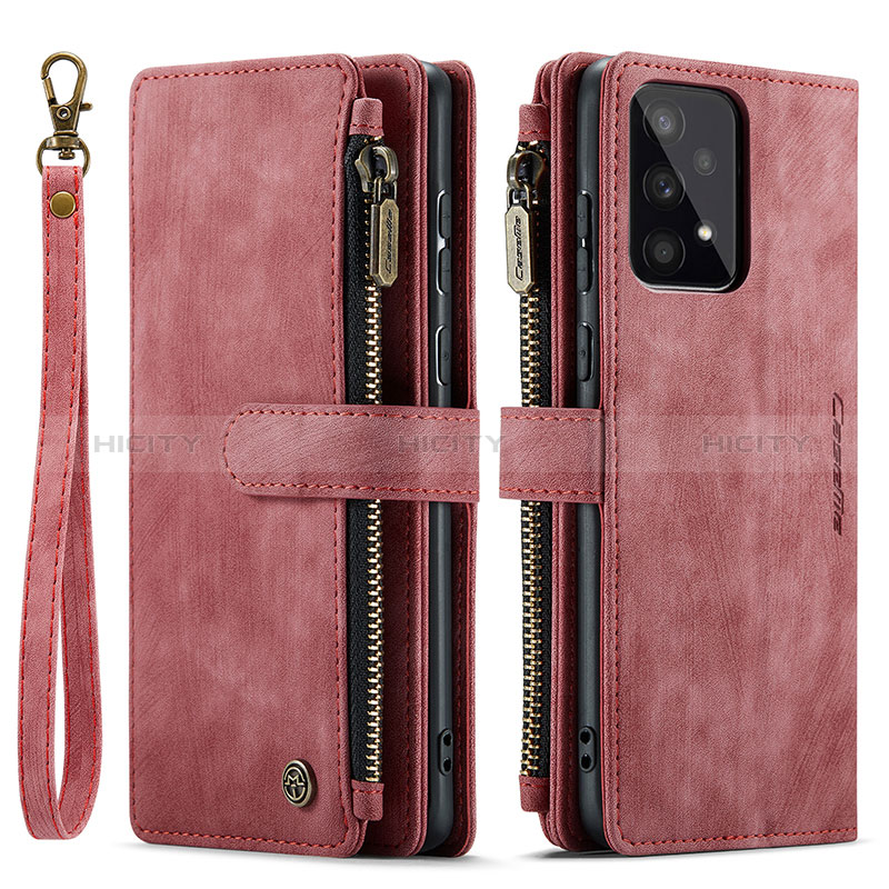 Leather Case Stands Flip Cover Holder C05S for Samsung Galaxy A53 5G Red
