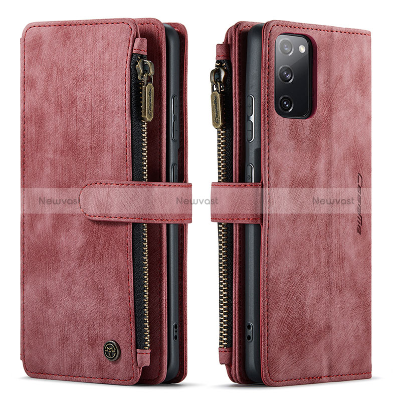 Leather Case Stands Flip Cover Holder C05S for Samsung Galaxy S20 FE (2022) 5G Red