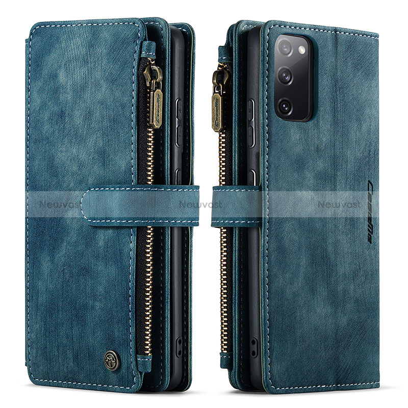 Leather Case Stands Flip Cover Holder C05S for Samsung Galaxy S20 FE 4G Blue