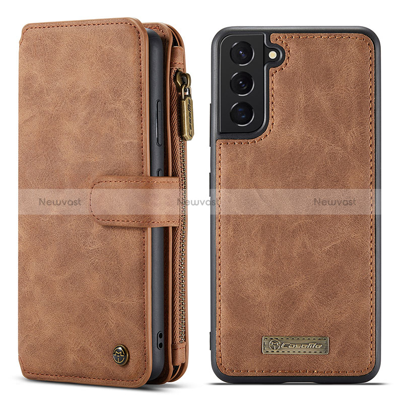 Leather Case Stands Flip Cover Holder C05S for Samsung Galaxy S24 5G Brown