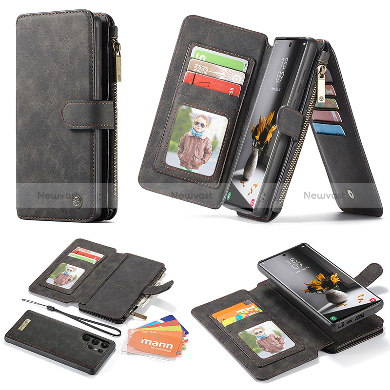 Leather Case Stands Flip Cover Holder C05S for Samsung Galaxy S24 Ultra 5G