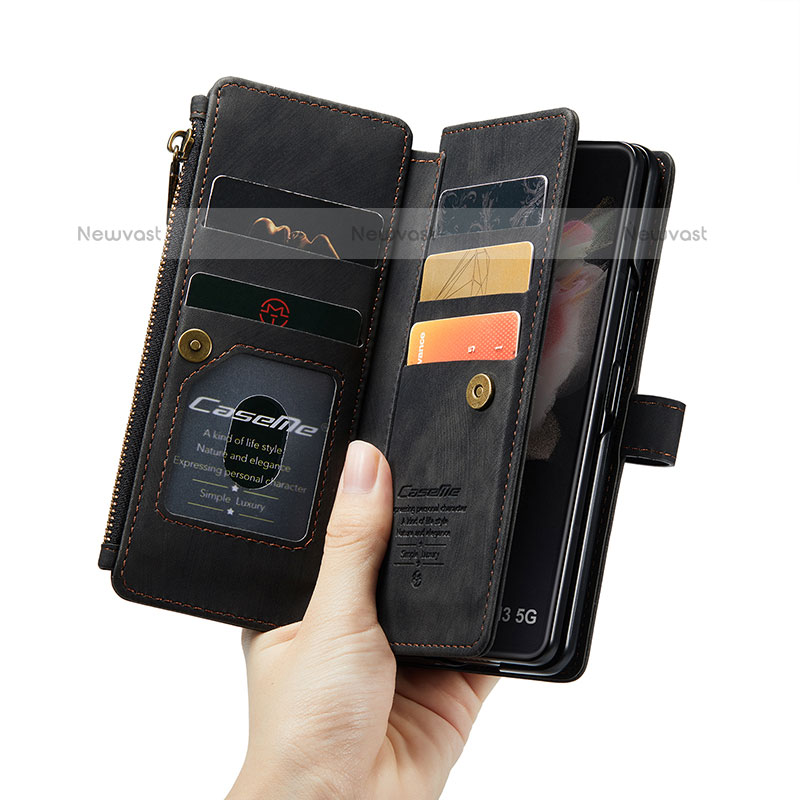 Leather Case Stands Flip Cover Holder C05S for Samsung Galaxy Z Fold3 5G