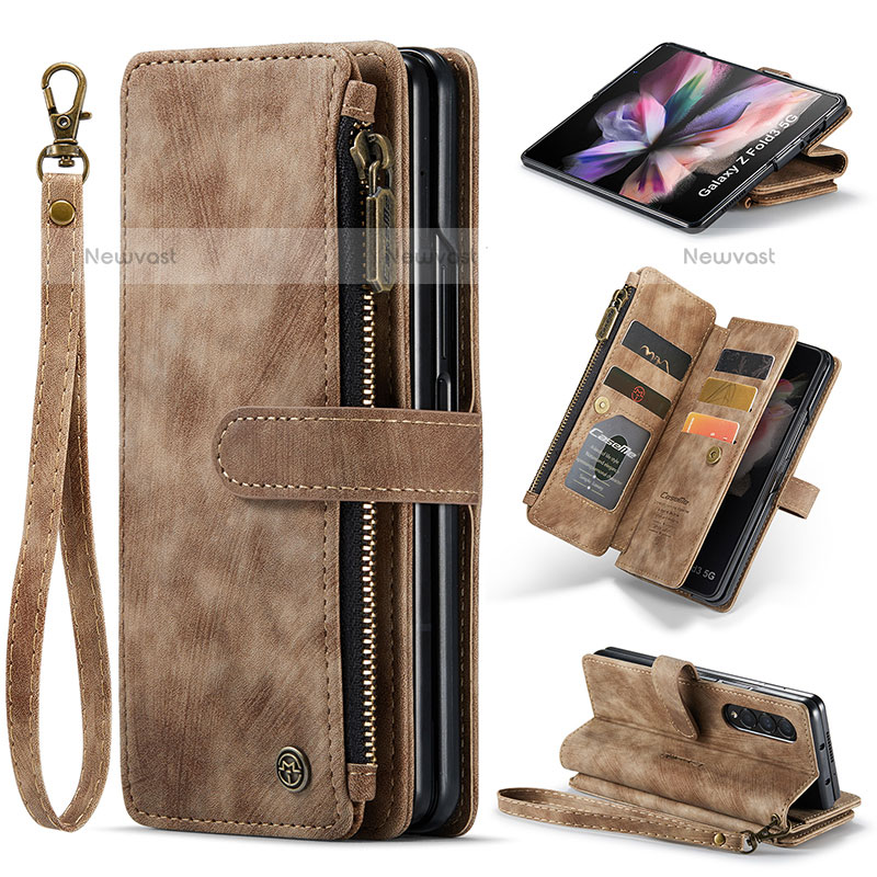 Leather Case Stands Flip Cover Holder C05S for Samsung Galaxy Z Fold3 5G