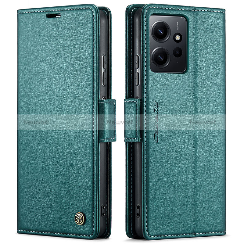 Leather Case Stands Flip Cover Holder C05S for Xiaomi Redmi Note 12 4G Green