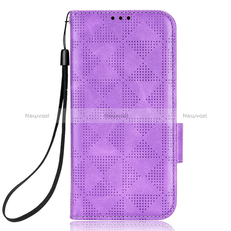 Leather Case Stands Flip Cover Holder C05X for Samsung Galaxy Z Fold5 5G Purple