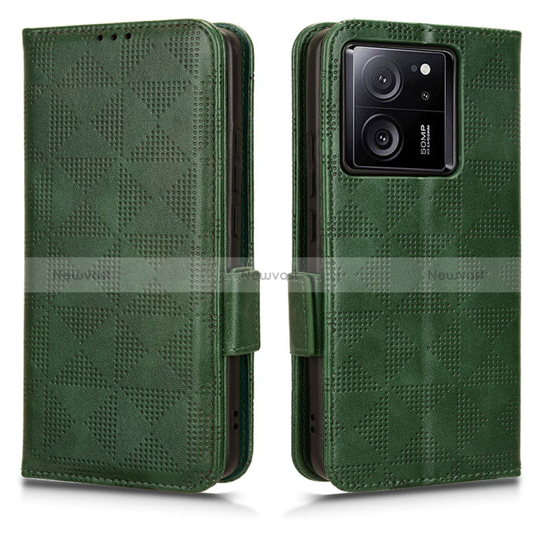 Leather Case Stands Flip Cover Holder C05X for Xiaomi Mi 13T 5G Green