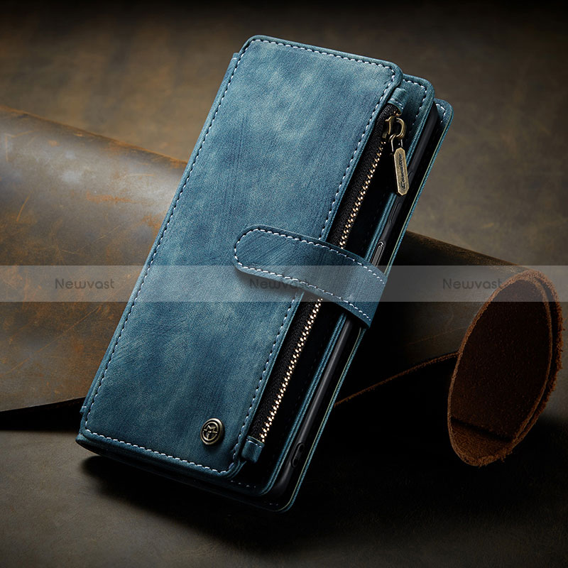 Leather Case Stands Flip Cover Holder C06S for Samsung Galaxy A22s 5G Blue