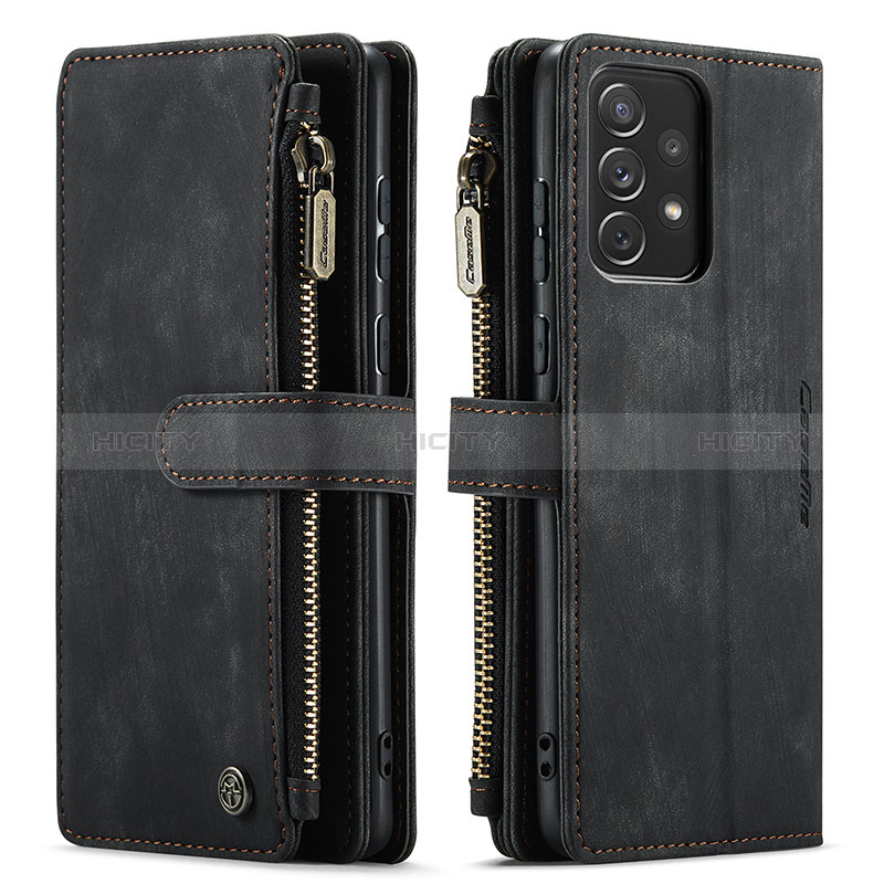 Leather Case Stands Flip Cover Holder C06S for Samsung Galaxy A72 5G Black