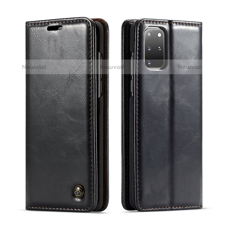 Leather Case Stands Flip Cover Holder C06S for Samsung Galaxy S20 Plus 5G Black