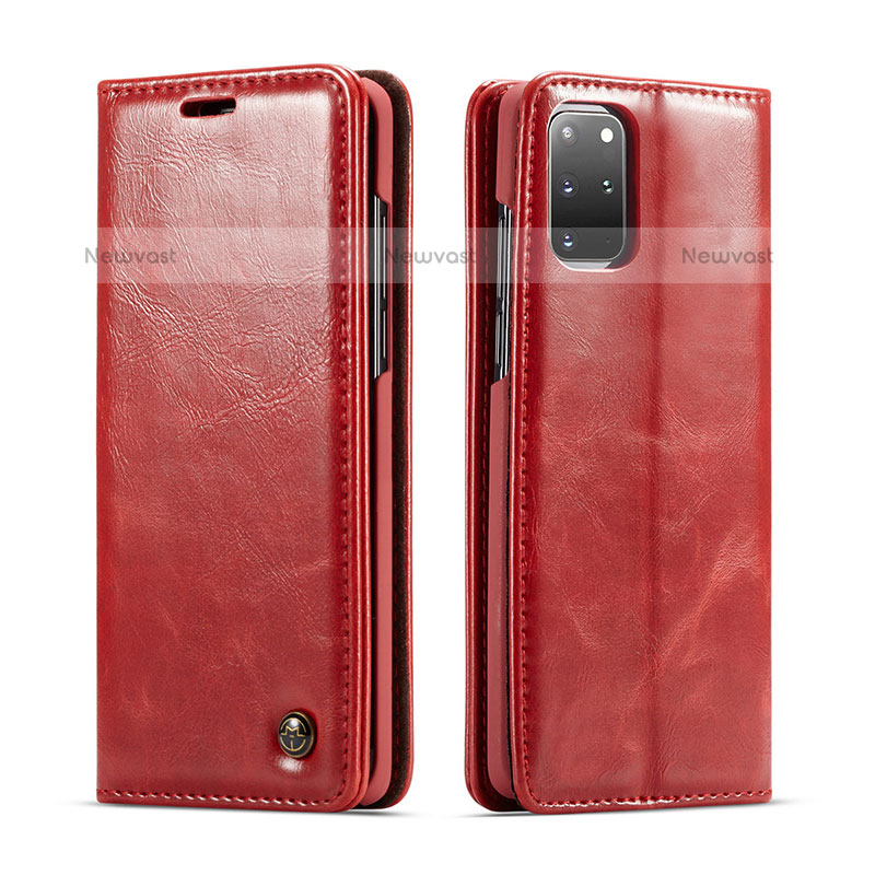 Leather Case Stands Flip Cover Holder C06S for Samsung Galaxy S20 Plus 5G Red