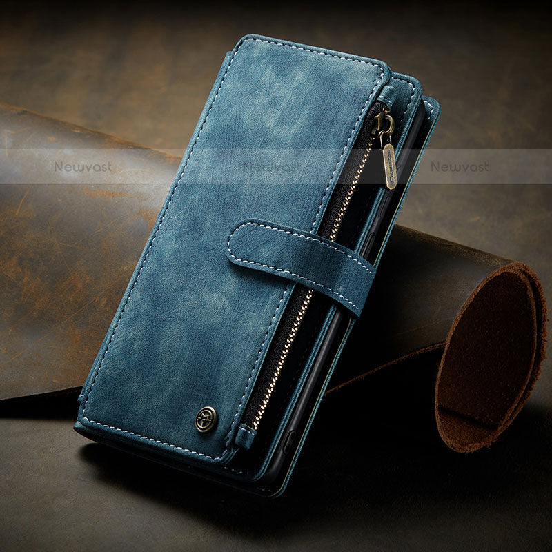 Leather Case Stands Flip Cover Holder C06S for Samsung Galaxy S21 5G Blue