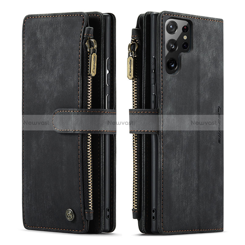 Leather Case Stands Flip Cover Holder C06S for Samsung Galaxy S25 Ultra 5G