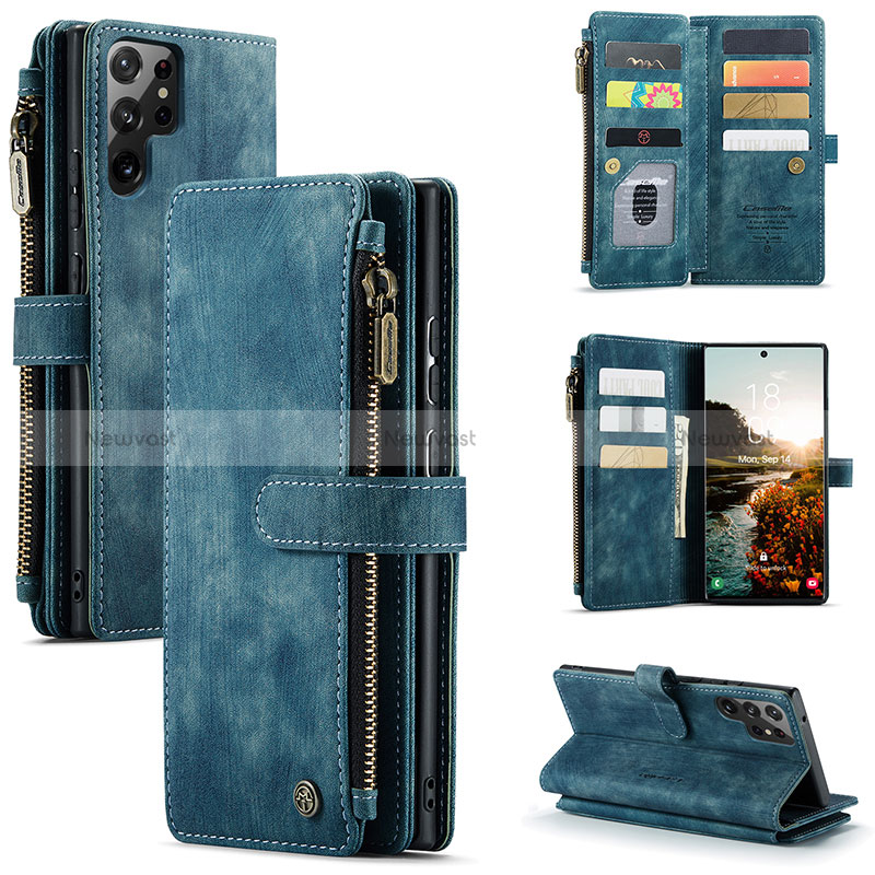 Leather Case Stands Flip Cover Holder C06S for Samsung Galaxy S25 Ultra 5G