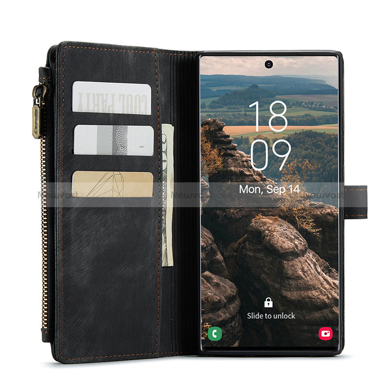 Leather Case Stands Flip Cover Holder C06S for Samsung Galaxy S25 Ultra 5G