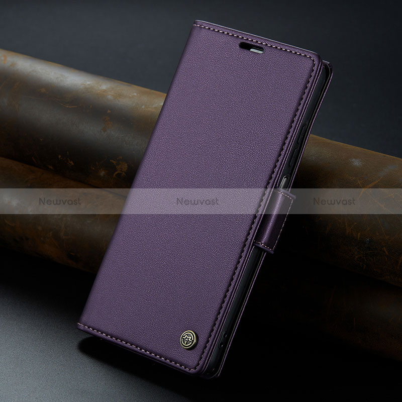 Leather Case Stands Flip Cover Holder C06S for Xiaomi Redmi Note 12 4G Purple