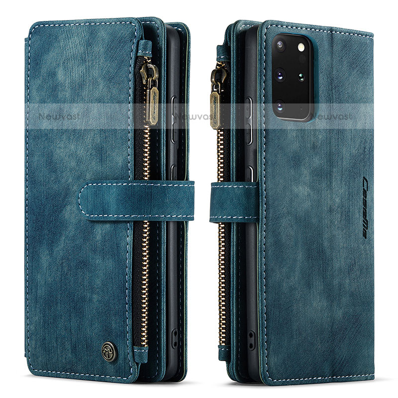 Leather Case Stands Flip Cover Holder C07S for Samsung Galaxy S20 Plus 5G Blue