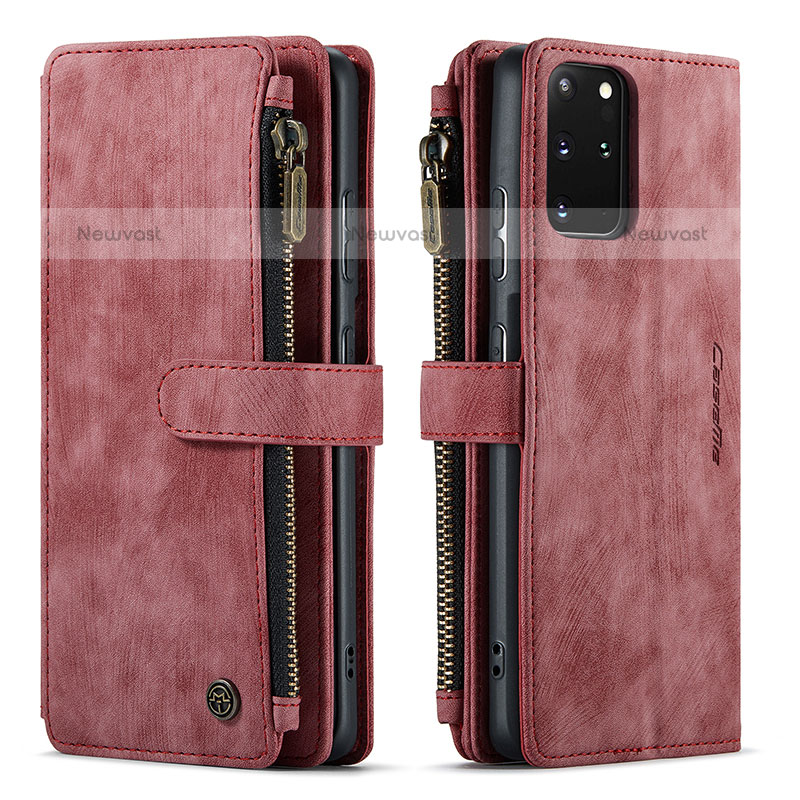 Leather Case Stands Flip Cover Holder C07S for Samsung Galaxy S20 Plus 5G Red