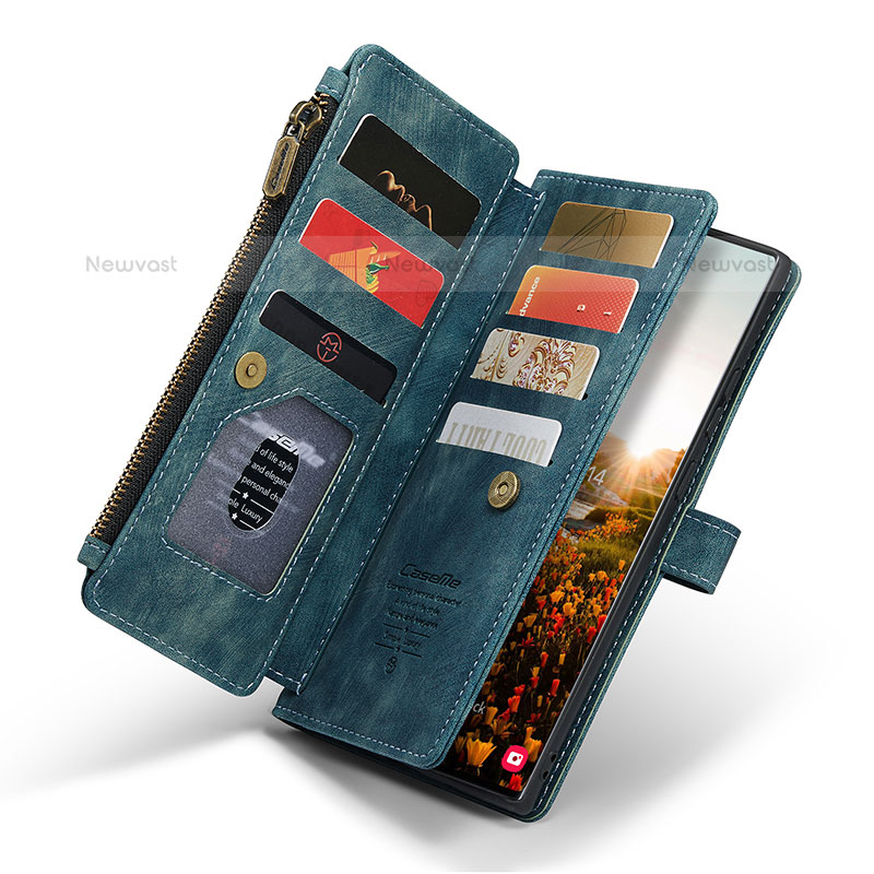 Leather Case Stands Flip Cover Holder C07S for Samsung Galaxy S21 Ultra 5G