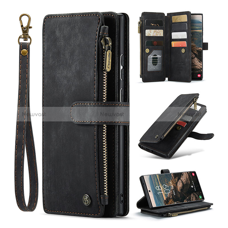 Leather Case Stands Flip Cover Holder C07S for Samsung Galaxy S24 Ultra 5G