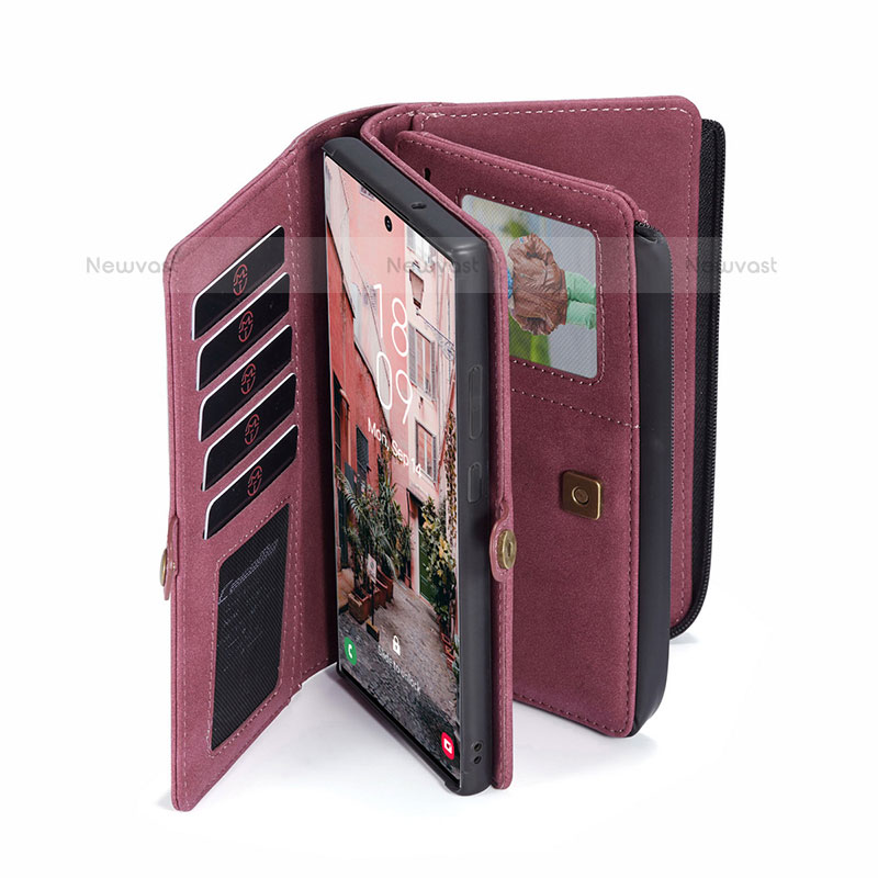 Leather Case Stands Flip Cover Holder C08S for Samsung Galaxy S22 Ultra 5G