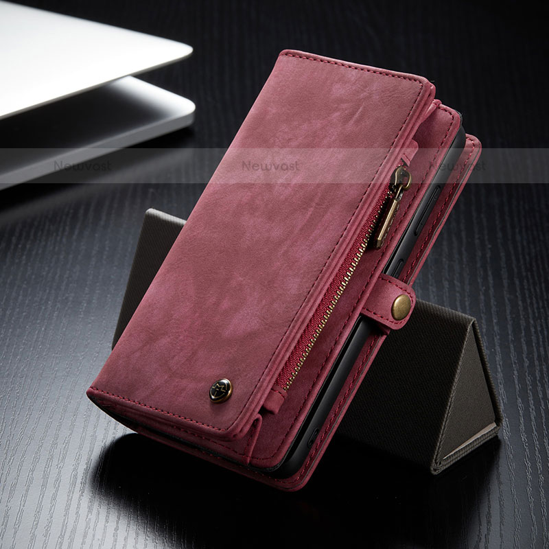 Leather Case Stands Flip Cover Holder C11S for Samsung Galaxy S21 5G Red