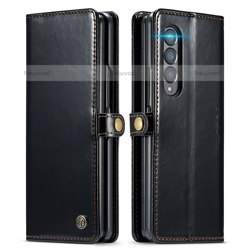 Leather Case Stands Flip Cover Holder CS2 for Samsung Galaxy Z Fold3 5G Black