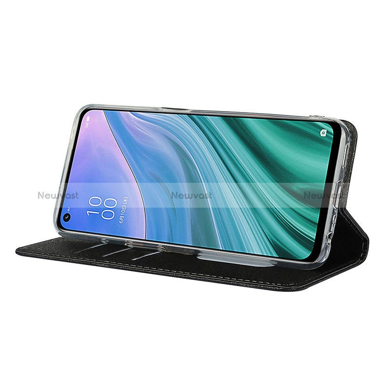 Leather Case Stands Flip Cover Holder D01T for Oppo A74 5G