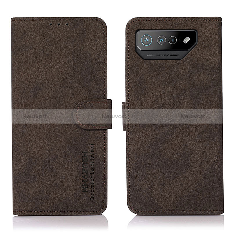 Leather Case Stands Flip Cover Holder D01Y for Asus ROG Phone 7 Ultimate Brown