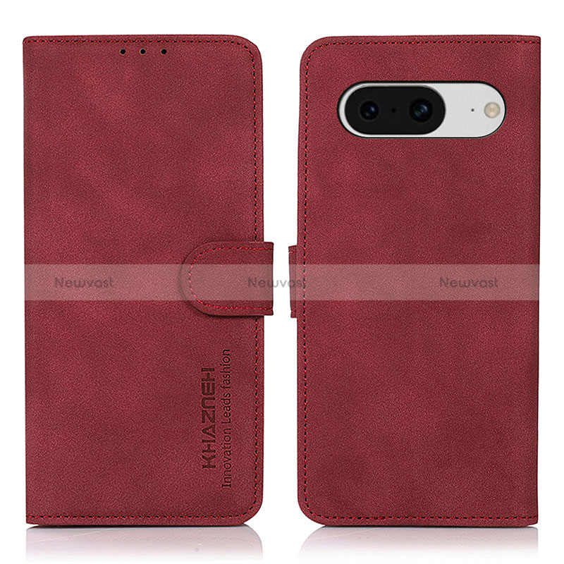 Leather Case Stands Flip Cover Holder D01Y for Google Pixel 8 5G Red