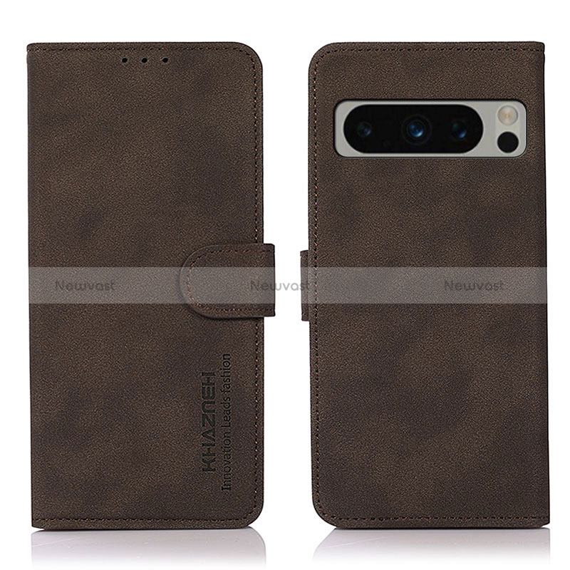 Leather Case Stands Flip Cover Holder D01Y for Google Pixel 8 Pro 5G Brown