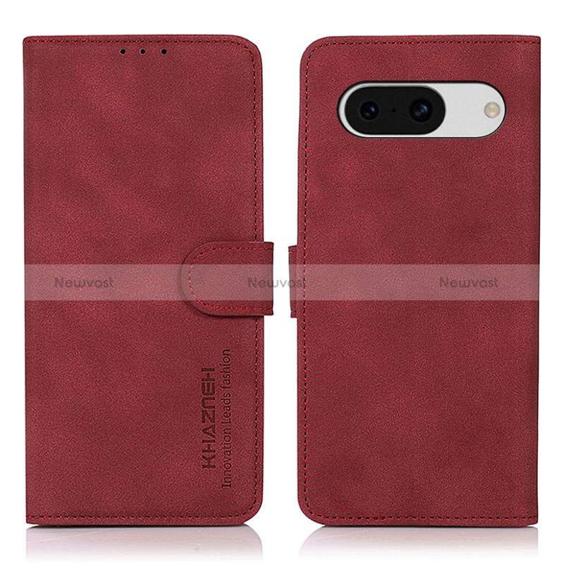 Leather Case Stands Flip Cover Holder D01Y for Google Pixel 8a 5G Red