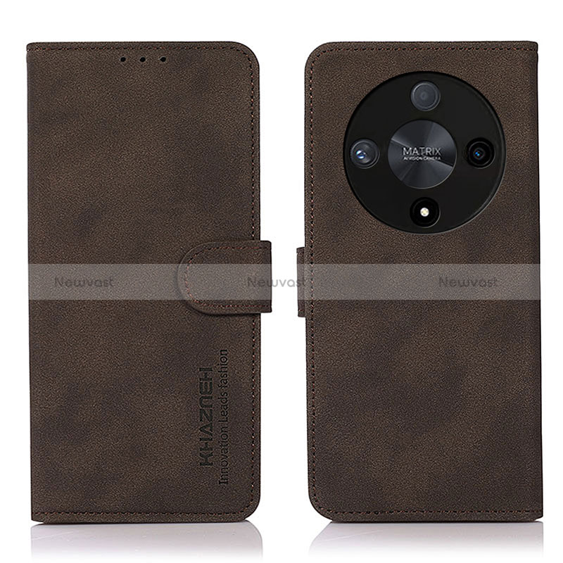 Leather Case Stands Flip Cover Holder D01Y for Huawei Honor Magic6 Lite 5G Brown