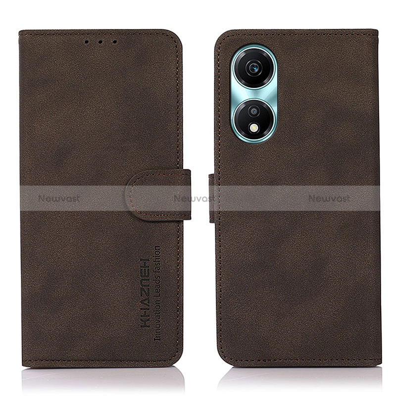 Leather Case Stands Flip Cover Holder D01Y for Huawei Honor X5 Plus Brown